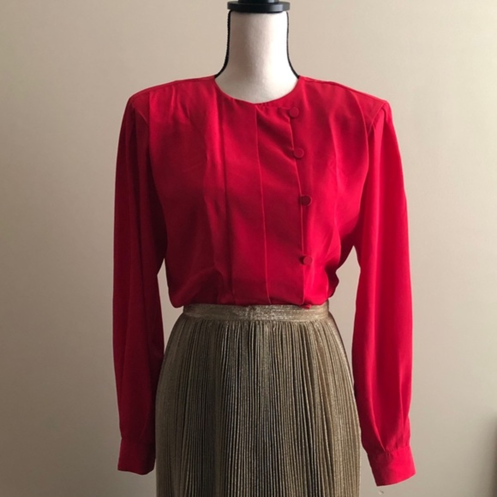 Anne Klein 80s Vintage Size 10 Blush Red Women’s Blouse